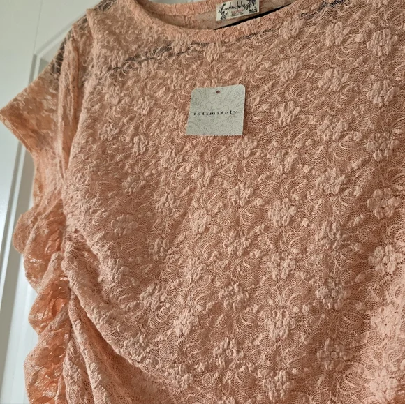 Free People Intimately Keep It Simple Lace Ruched Top Y2k Coral Blush XL NWT - Picture 10 of 12